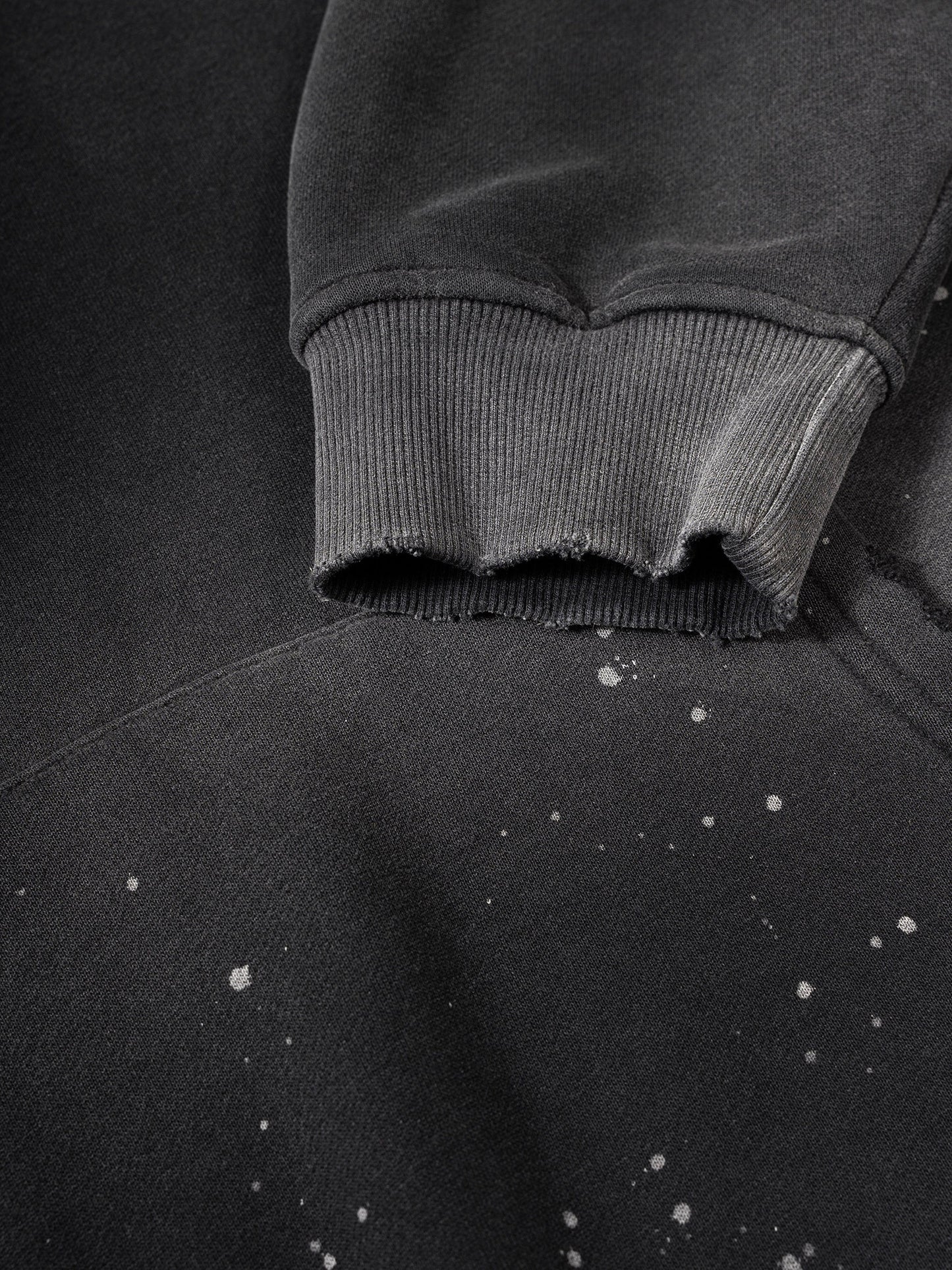 Vintage Washed Frayed Fleece Hoodie