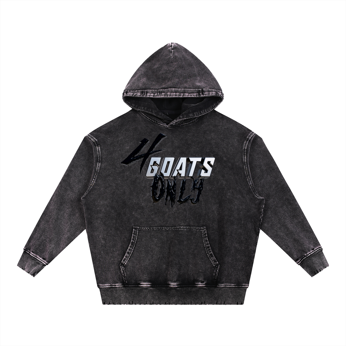 Snow Wash Hand-Frayed Heavyweight  Hoodie