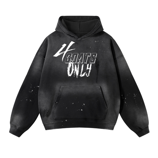 Vintage Washed Frayed Fleece Hoodie