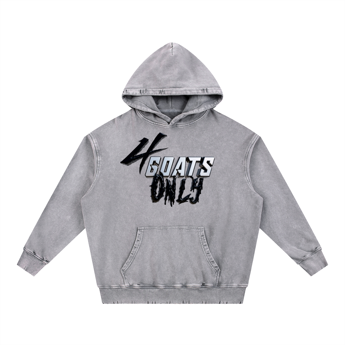 Snow Wash Hand-Frayed Heavyweight  Hoodie