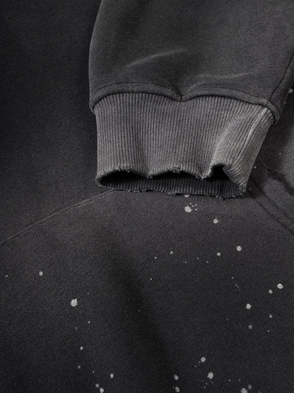 Vintage Washed Frayed Fleece Hoodie